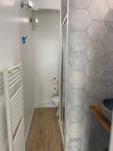 a bathroom with a toilet and a sink at L'annexe in Compiègne