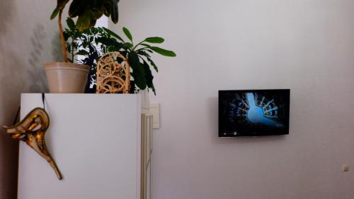 En tv och/eller ett underhållningssystem på Затишні апартаменти, вулиця Дерибасівська, 13