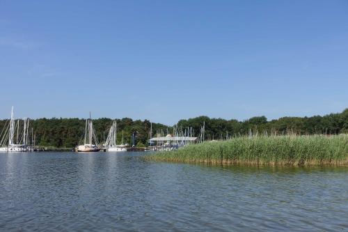 a large body of water with boats in it at Ferienwohnung mit Terrasse in Gustow