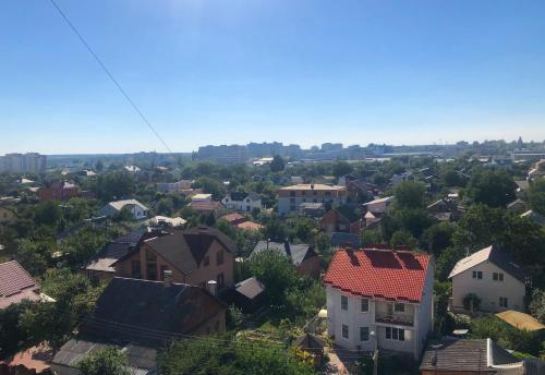 een luchtzicht op een stad met huizen bij Jungle Apartments in Vinnytsya