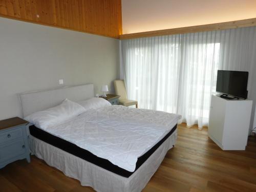 貝爾瓦爾德的住宿－Residence Edelweiss C334，一间卧室配有一张床和一台平面电视