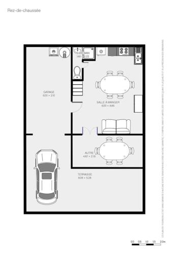 a floor plan of a house with a car at Portiragnes Plage PSD04 in Portiragnes
