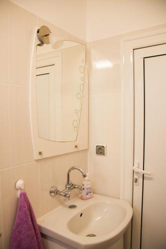 a bathroom with a sink and a mirror at вила Топи in Kaloyanovo