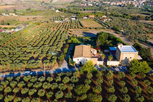 an aerial view of a house in a vineyard at Hotel Foresteria Baglio Della Luna in San Leone