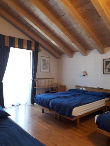 ファルカーデにあるHotel Albergo Feliceのベッドルーム1室(ベッド2台、大きな窓付)