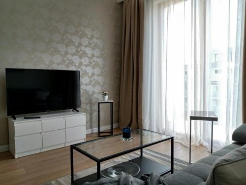 Televízia a/alebo spoločenská miestnosť v ubytovaní Cozy Apartment in Wilanów
