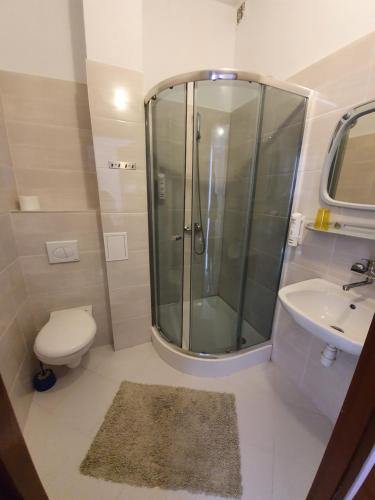 Kúpeľňa v ubytovaní Hotel Sudety