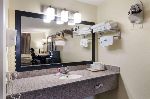a bathroom with a sink and a large mirror at Econo Lodge in Kingsport