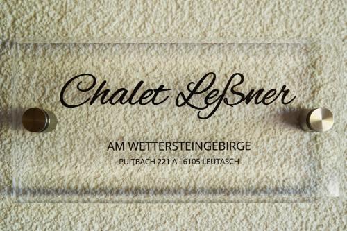 a sign for a chatelaine designer on a piece of paper at Chalet Leßner in Leutasch