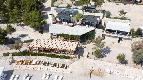an overhead view of a building with a restaurant at Lavanda Mobile Homes & Villas in Orebić
