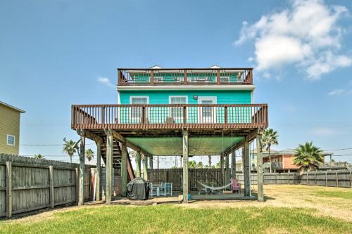 a house with a gazebo in front of a fence at half Mi to Sand Surfside Beach Retreat! in Surfside Beach