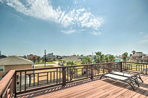a wooden deck with a bench on top of it at half Mi to Sand Surfside Beach Retreat! in Surfside Beach