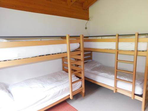 a room with three bunk beds in a room at Residence Edelweiss A131 in Bellwald