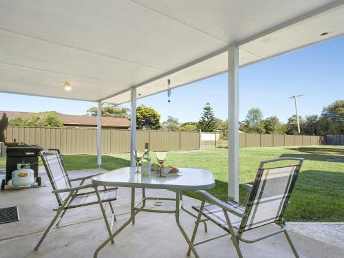 
A porch or other outdoor area at Soundwaves - games room with table tennis
