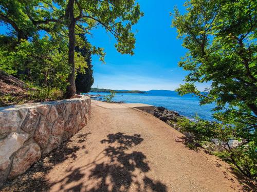 a dirt road next to the water with trees at Holiday Home Natali by Interhome in Njivice