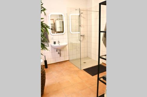 Koupelna v ubytování Villa Rumpel aus Alt mach Neu