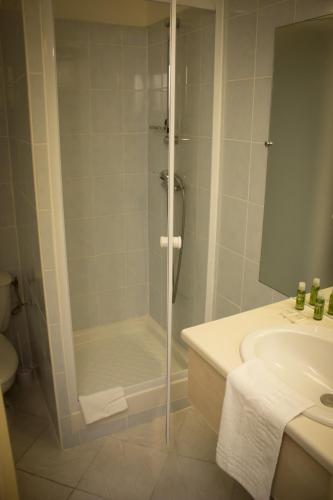 a bathroom with a shower and a sink at Le Terminus in Tarascon
