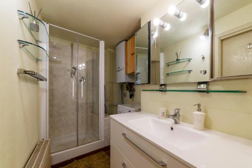 ein Badezimmer mit Waschbecken und Dusche in der Unterkunft Pantheon Luxury Home in Rom