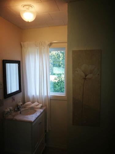 a bathroom with a sink and a window at Auberge La Coudriere (Cool Hotel) in L'Isle-aux-Coudres
