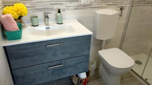 a bathroom with a sink and a toilet at A Casa di Kate b&b in Pila