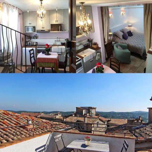 - deux photos d'un salon et d'une chambre avec vue dans l'établissement Enjoy Mougins, à Mougins