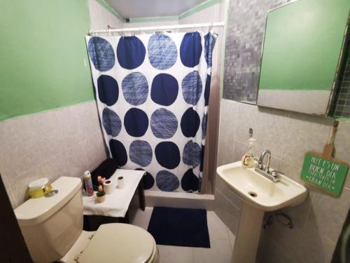 La petite salle de bains est pourvue de toilettes et d'un lavabo. dans l'établissement departamento cd juarez, à Ciudad Juárez