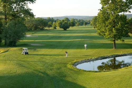 two people playing golf on a golf course at Hotel Garni Oasis Loipersdorf in Jennersdorf