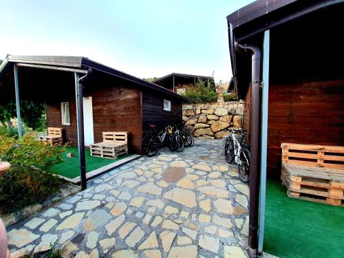 a group of bikes parked next to a building at Agriturismo Leanza "La Baita" in Cesarò