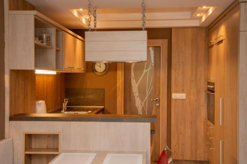 cocina con fregadero y encimera en Apartment Atrij Superior en Bohinj