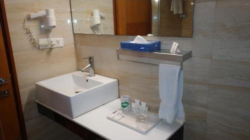 a bathroom with a white sink and a mirror at Best Western Ashoka in Hyderabad