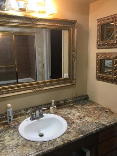 a bathroom with a sink and a mirror at ONE OF THE BEST BARGAINS IN TOWN 50.00 A DAY in Montgomery