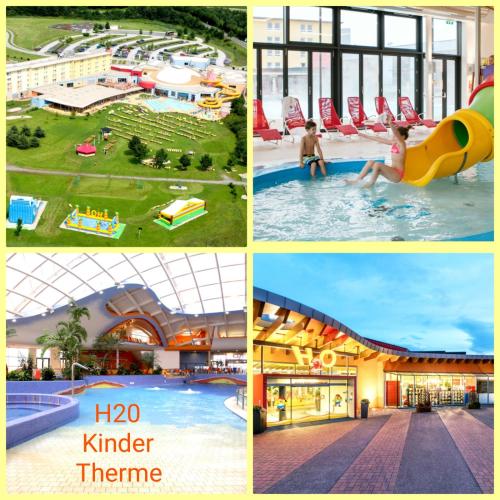 a collage of pictures of a water park at Apartment Schloffer in Weiz