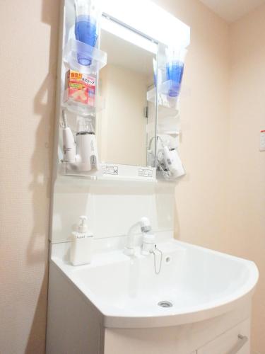 a bathroom with a sink and a mirror at Kagetsu 2nd Building in Osaka