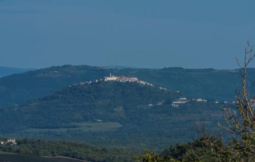 a house on top of a hill in the distance at Terre Bianche with Private Pool and Whirlpool in Buje