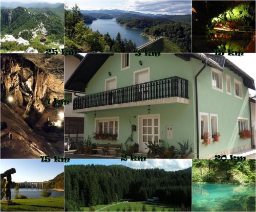 a collage of photos of a house at Guest House Potok in Lokve