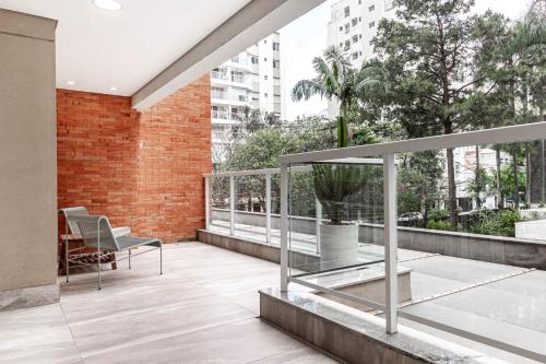 Un patio o zona al aire libre en Apartamento estiloso com terraço privativo - Jardim Paulista