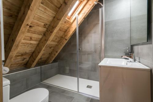La salle de bains est pourvue d'une douche, de toilettes et d'un lavabo. dans l'établissement Mike by Totiaran, à Baqueira-Beret