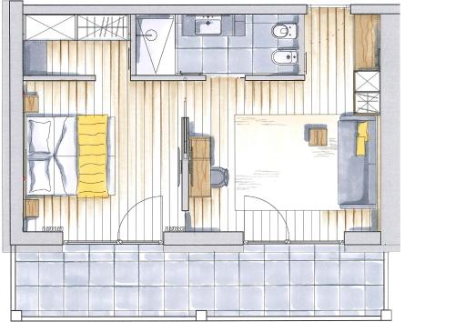 a drawing of a floor plan of a house at Hotel Gran Pre in San Vigilio Di Marebbe