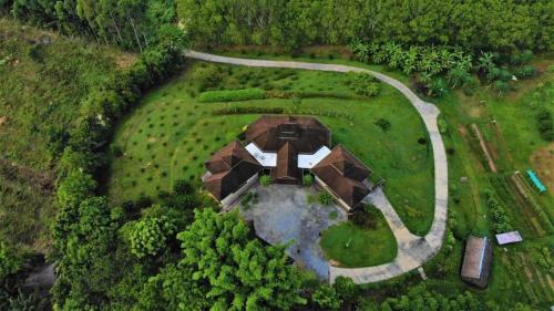 an overhead view of a house in a field at Billion Views Khaosok Homestay in Khao Sok