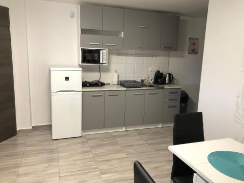 Kuchyňa alebo kuchynka v ubytovaní Tőzike apartman