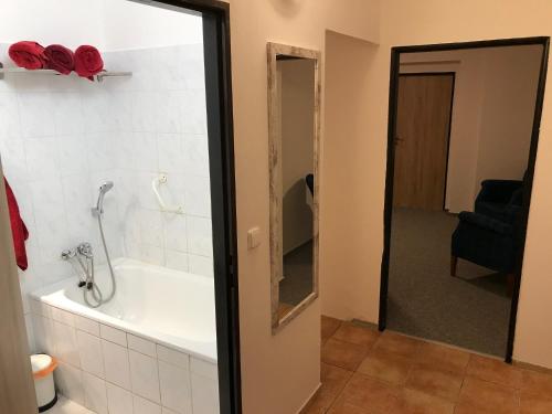Koupelna v ubytování Ubytování v podhůří Šumavy nedaleko AT a DE