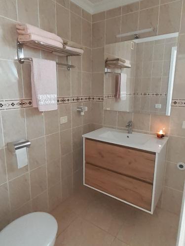 a bathroom with a sink and a toilet at Port Royale MONTANA in Arona
