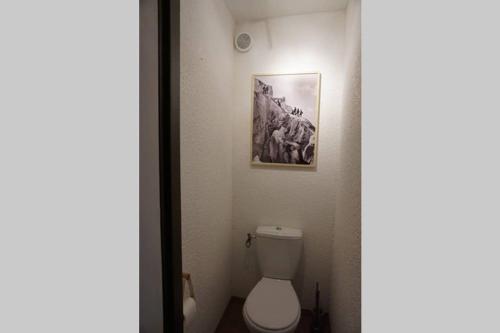 een badkamer met een toilet en een foto aan de muur bij Studio Face au Mont-Blanc in Chamonix-Mont-Blanc