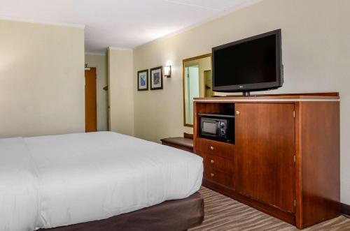 a hotel room with a television and a bed at Comfort Inn Roanoke Civic Center in Roanoke