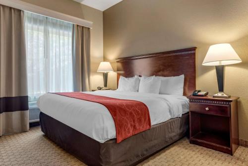 a hotel room with a large bed and a window at Comfort Suites Biloxi/Ocean Springs in Biloxi