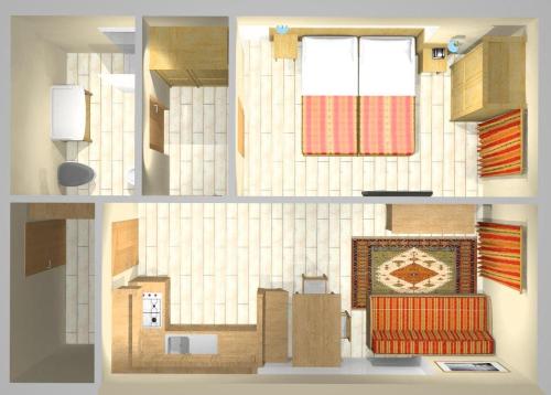 un collage de trois photos d'une chambre avec un lit dans l'établissement Alpenroyal Arabba, à Arabba