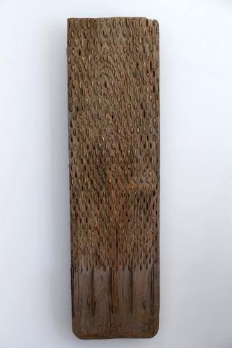 a close up of a wooden cutting board at Maison Eugénie in Luchon