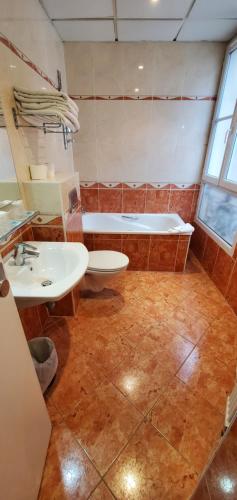 a bathroom with a sink and a bath tub at Metropol in Paris