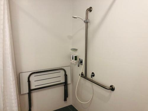 a bathroom with a shower with a hose at YEHS Hotel Sydney QVB in Sydney