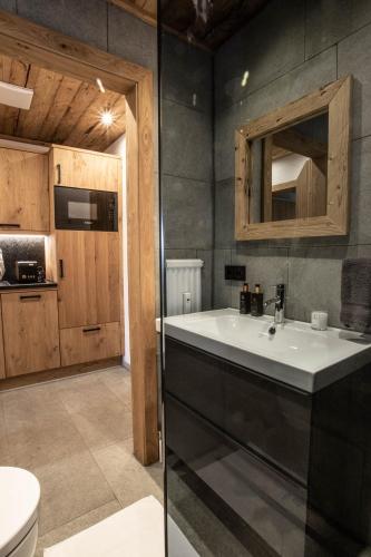 a bathroom with a sink and a toilet at Apartment Alpinflair 1 in Kaprun